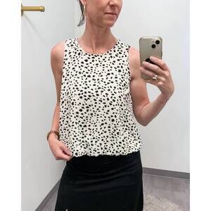 NEW VIERECK abstract print bubble top in black